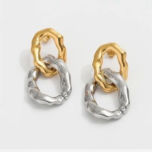 18k Gold Plated Two-Tone Molten Statement
Earrings